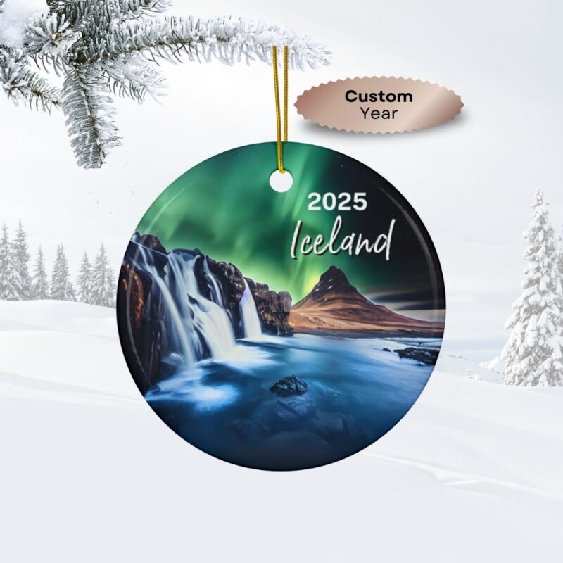 2025 Iceland Ornament - Northern Lights over Kirkjufellsfoss Waterfall