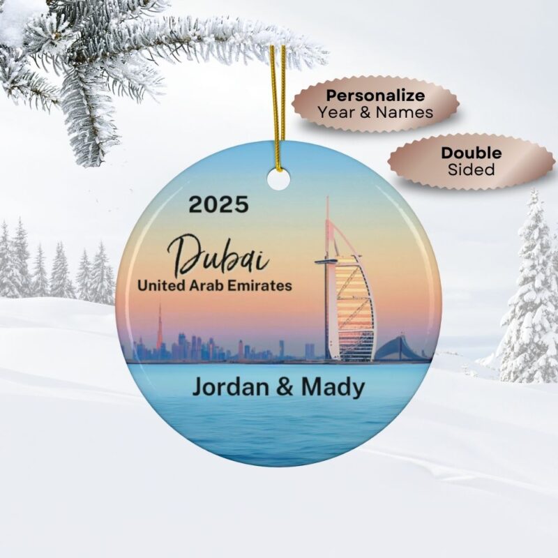 2025 Personalized Dubai Christmas Ornament featuring Burj Al Arab - Double-Sided Souvenir