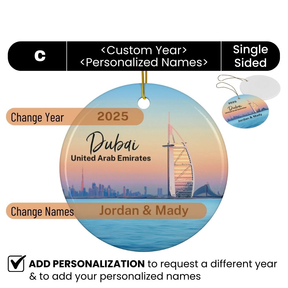 2025 Personalized Dubai Christmas Ornament featuring Burj Al Arab