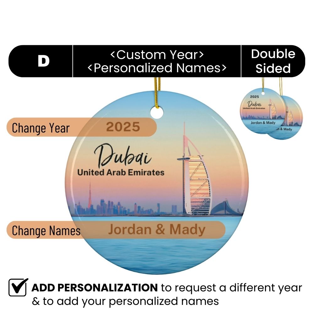 2025 Personalized Dubai Christmas Ornament featuring Burj Al Arab - Double-Sided Souvenir
