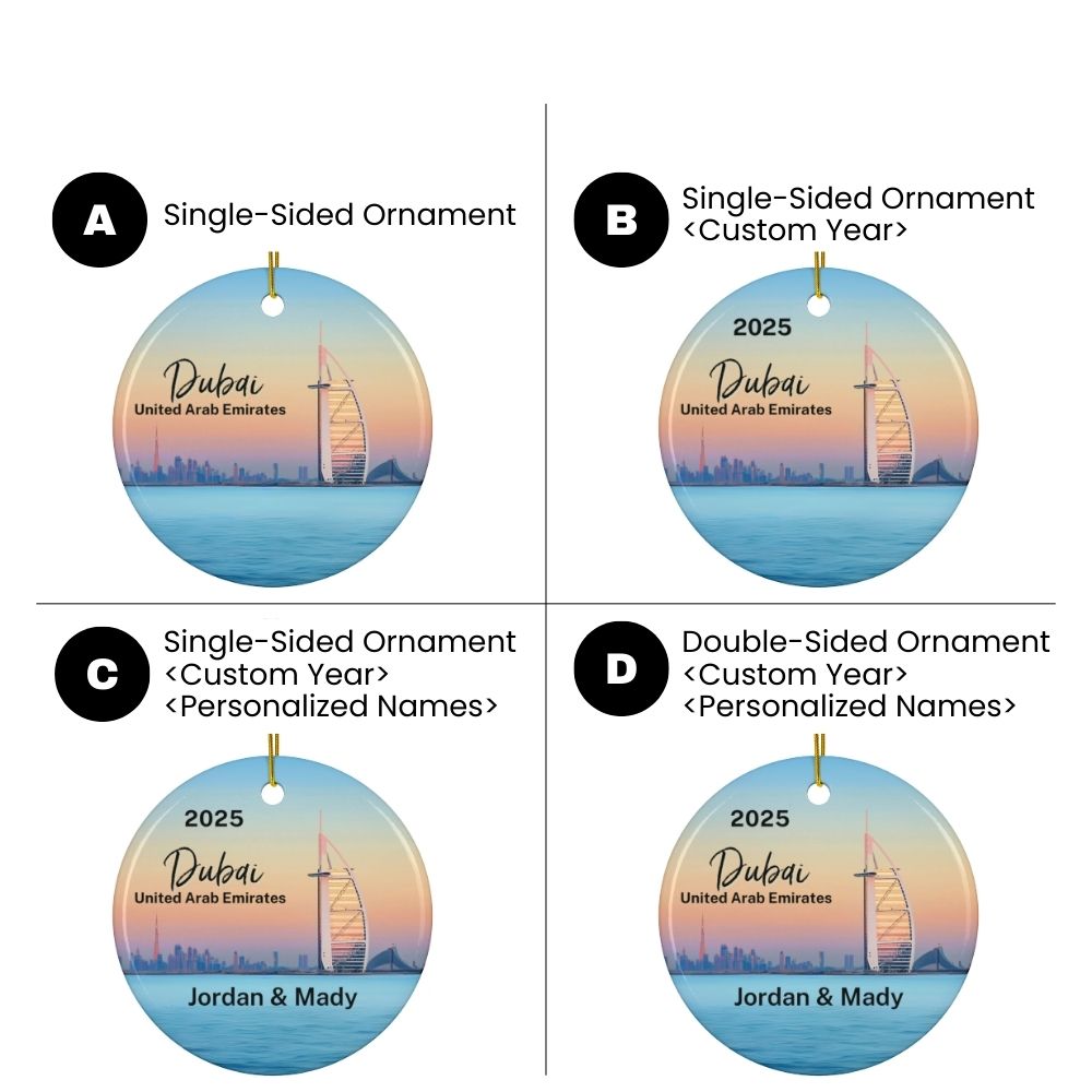 2025 Personalized Dubai Christmas Ornament featuring Burj Al Arab - Double-Sided Souvenir - Variations