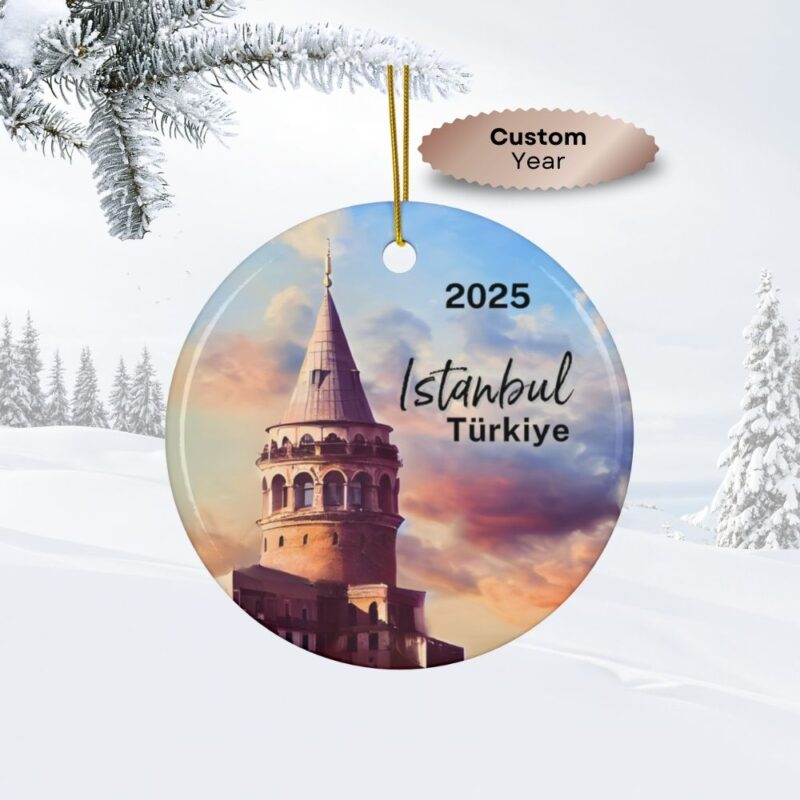 2025 Istanbul Turkey Galata Tower Christmas Ornament Travel Souvenir