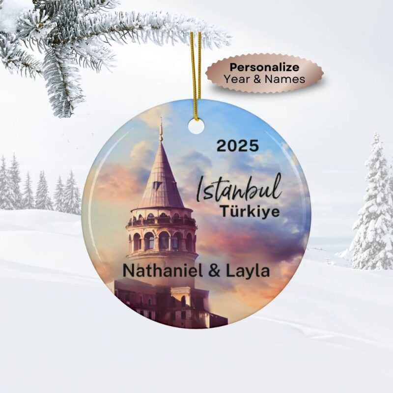 2025 Istanbul Turkey Galata Tower Personalized Christmas Ornament Travel Souvenir