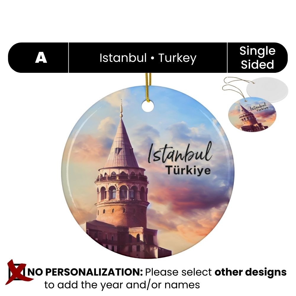 Istanbul Turkey Galata Tower Christmas Ornament Travel Souvenir