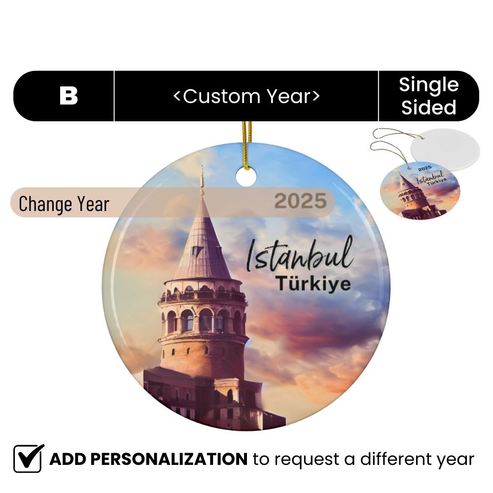 2025 Istanbul Turkey Galata Tower Christmas Ornament Travel Souvenir