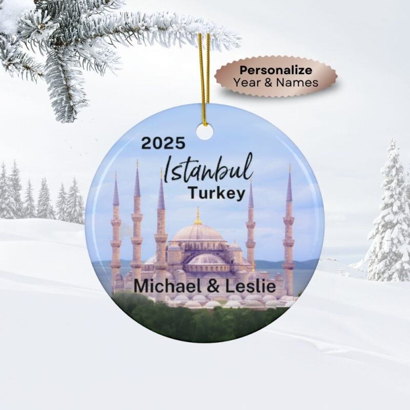 2025 Blue Mosque Istanbul Turkey Personalized Christmas Ornament: Ceramic