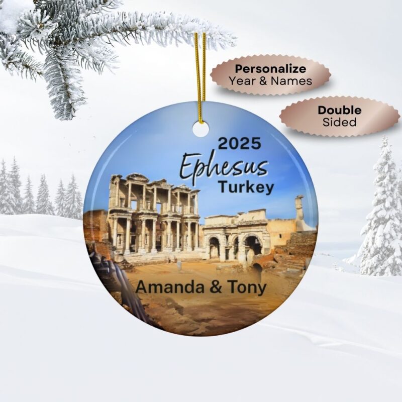 2025 Ephesus Turkey Ceramic Personalized Christmas Ornament - Double-Sided Souvenir