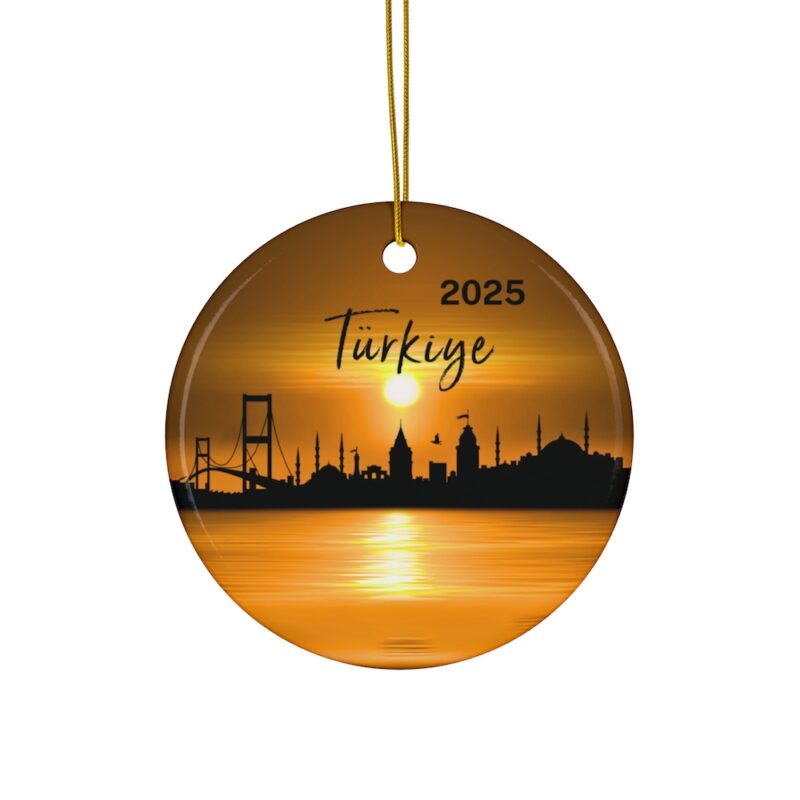2025 Istanbul Turkey Skyline Ceramic Ornament: Sunset over the Bosphorus Strait with City Skyline Silhouette