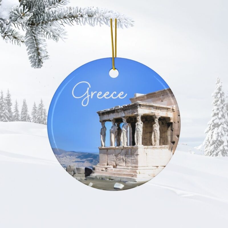 Greece Travel Ornament featuring the Caryatids on the Acropolis in Athens