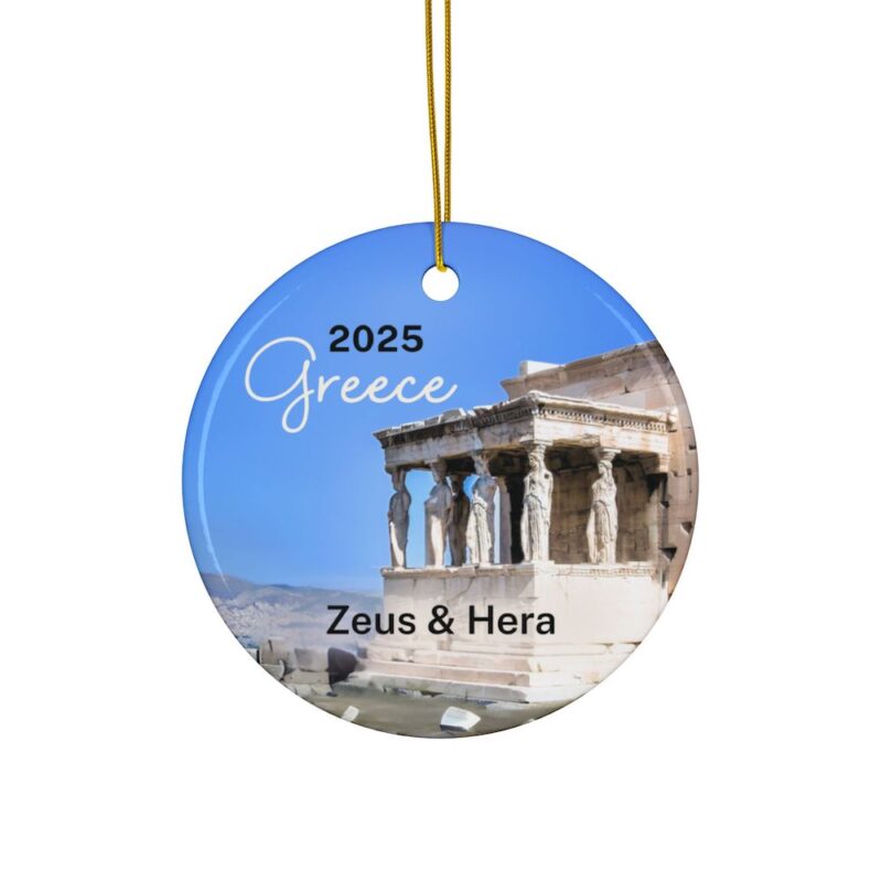 2025 Greece Personalized Names Travel Double-Sided Ornament featuring the Caryatids on the Acropolis in Athens