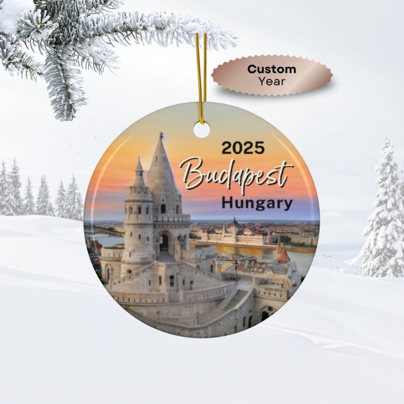 2025 Budapest Hungary Christmas Ornaments: Fisherman's Bastion at Sunset