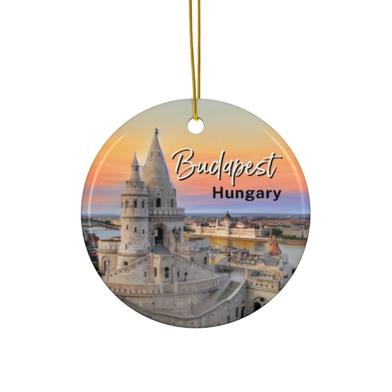 Budapest Hungary Christmas Ornaments: Fisherman's Bastion at Sunset