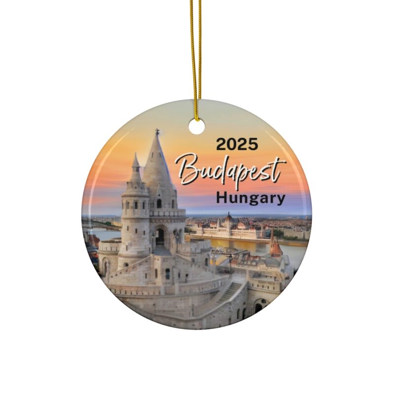 2025 Budapest Hungary Christmas Ornaments: Fisherman's Bastion at Sunset