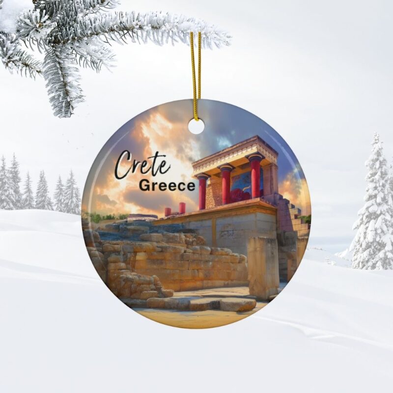 Crete Greece Christmas Ornaments: Minoan Palace of Knossos Art Painting