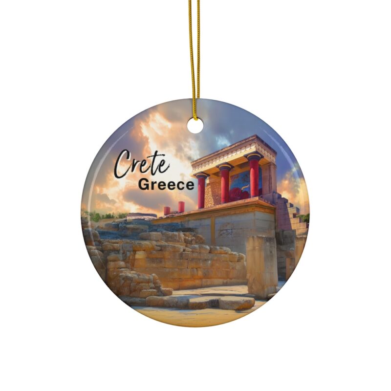 Crete Greece Christmas Ornaments: Minoan Palace of Knossos Art Painting