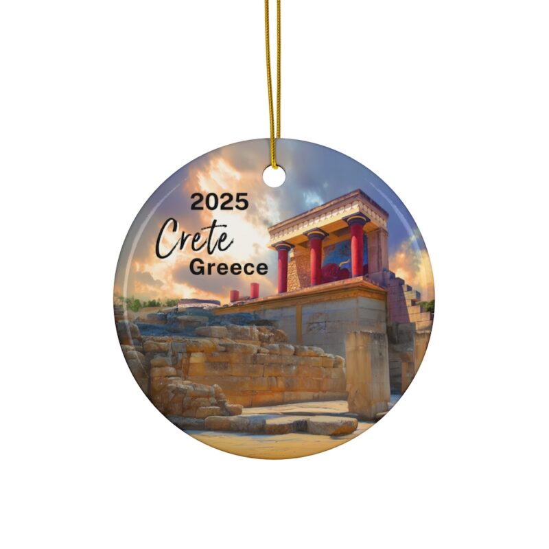 2025 Crete Greece Christmas Ornaments: Minoan Palace of Knossos Art Painting