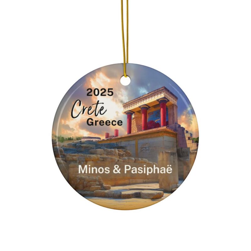 2025 Crete Greece Personalized Christmas Ornaments Double-Sided: Minoan Palace of Knossos Art Painting