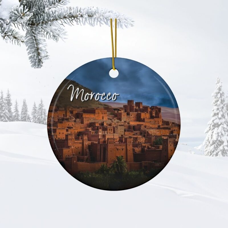 Aït Benhaddou Morocco Ornaments • View of ancient fortress village on the old caravan route