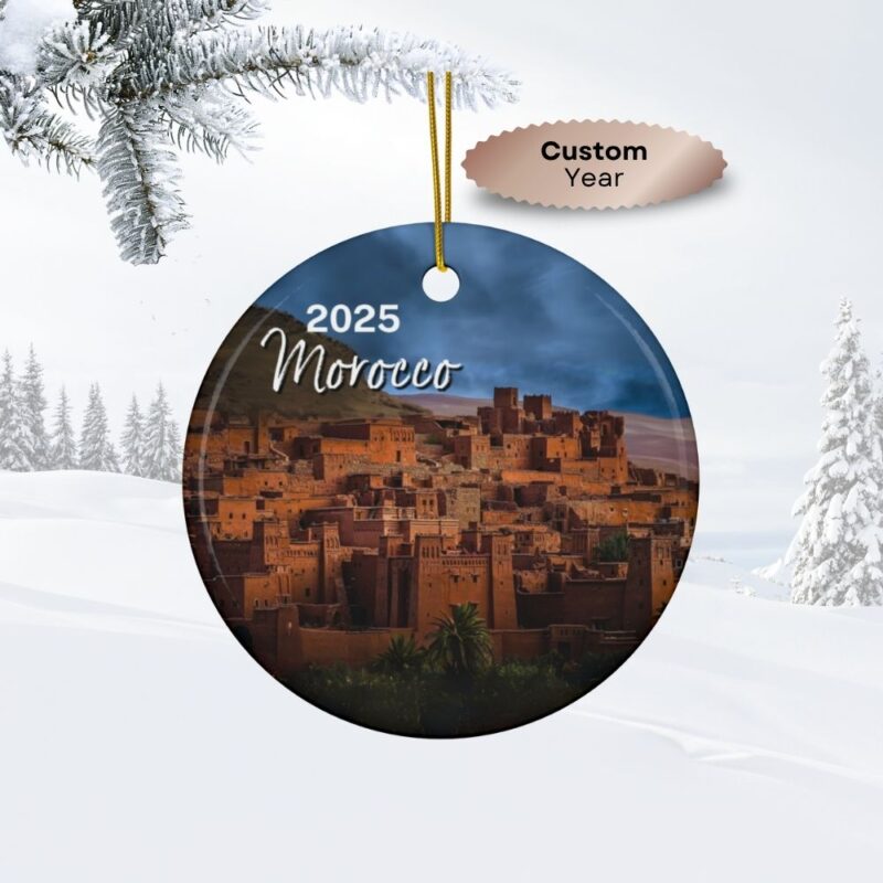 2025 Aït Benhaddou Morocco Ornaments • View of ancient fortress village on the old caravan route