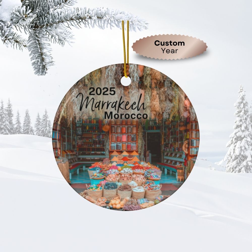 2025 Marrakech Morocco Ceramic Ornament • Souk Spice Market
