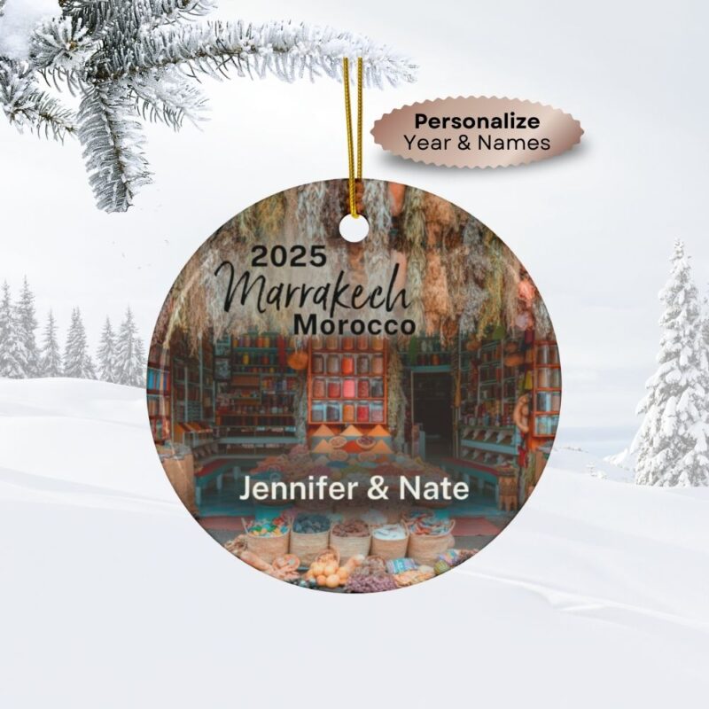 2025 Marrakech Morocco Ceramic Personalized Ornaments • Souk Spice Market