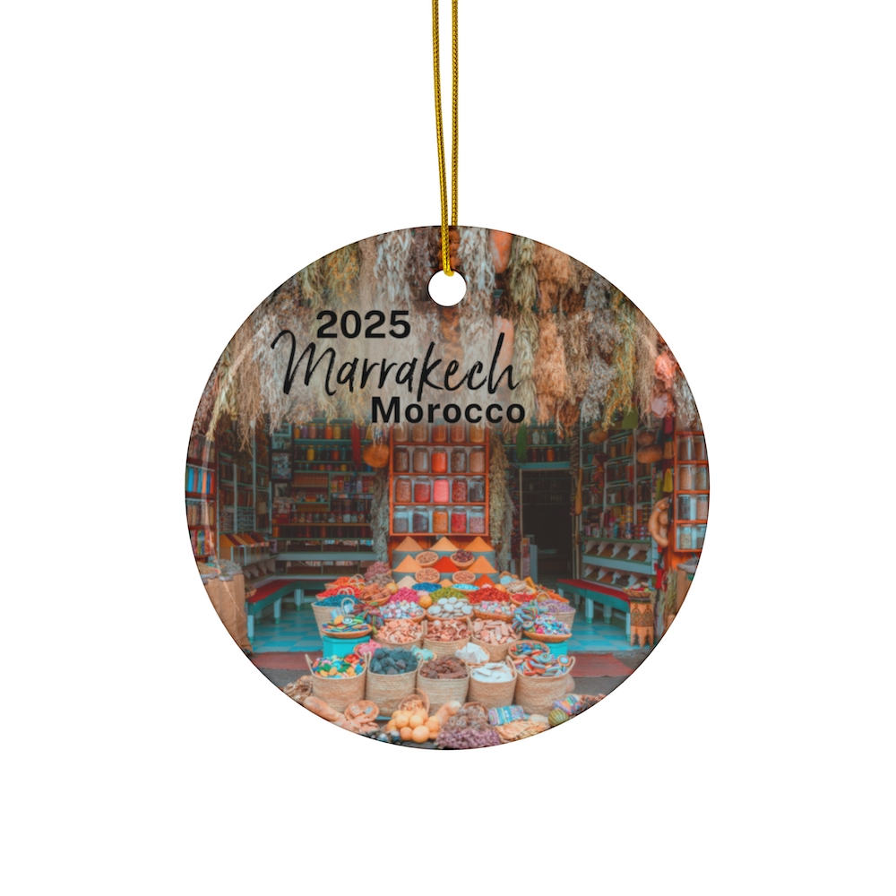 2025 Marrakech Morocco Ceramic Ornament • Souk Spice Market