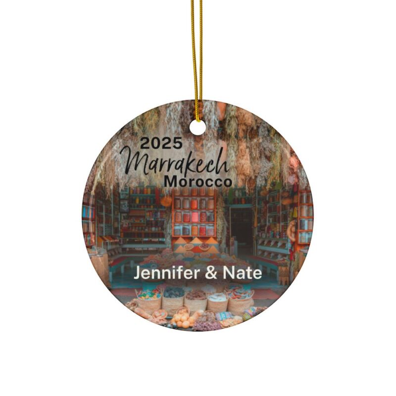 2025 Marrakech Morocco Ceramic Personalized Ornaments Double-Sided • Souk Spice Market