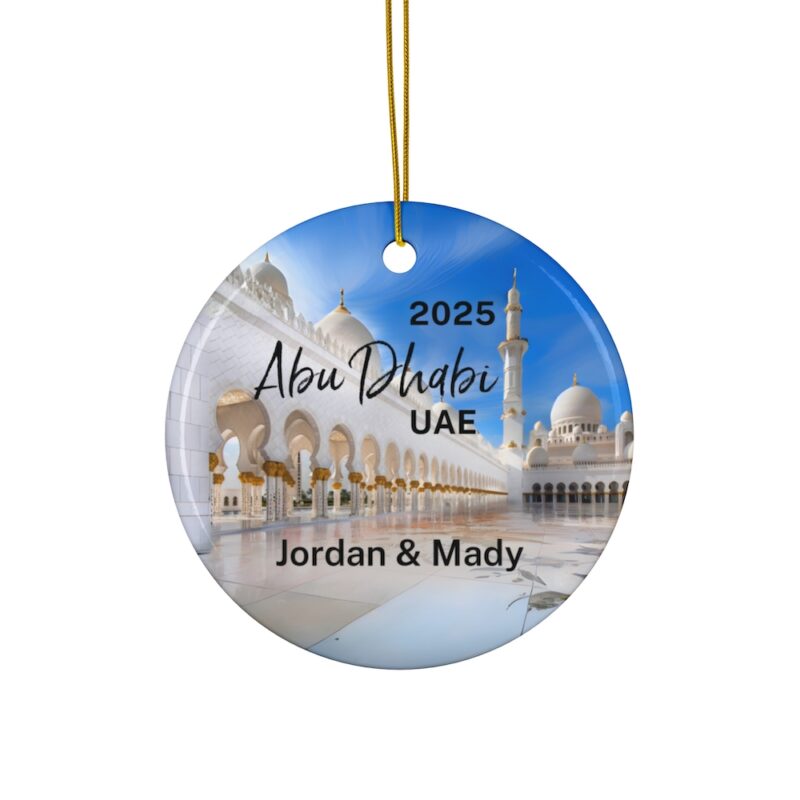 Abu Dhabi UAE Personalized Ornaments: Sheikh Zayed Grand Mosque - Custom Year & Personalized Names