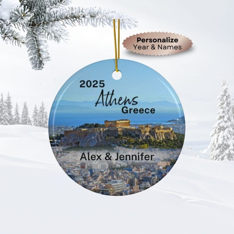 Athen Greece Personalized Ornaments: Acropolis View - Custom Year & Personalization