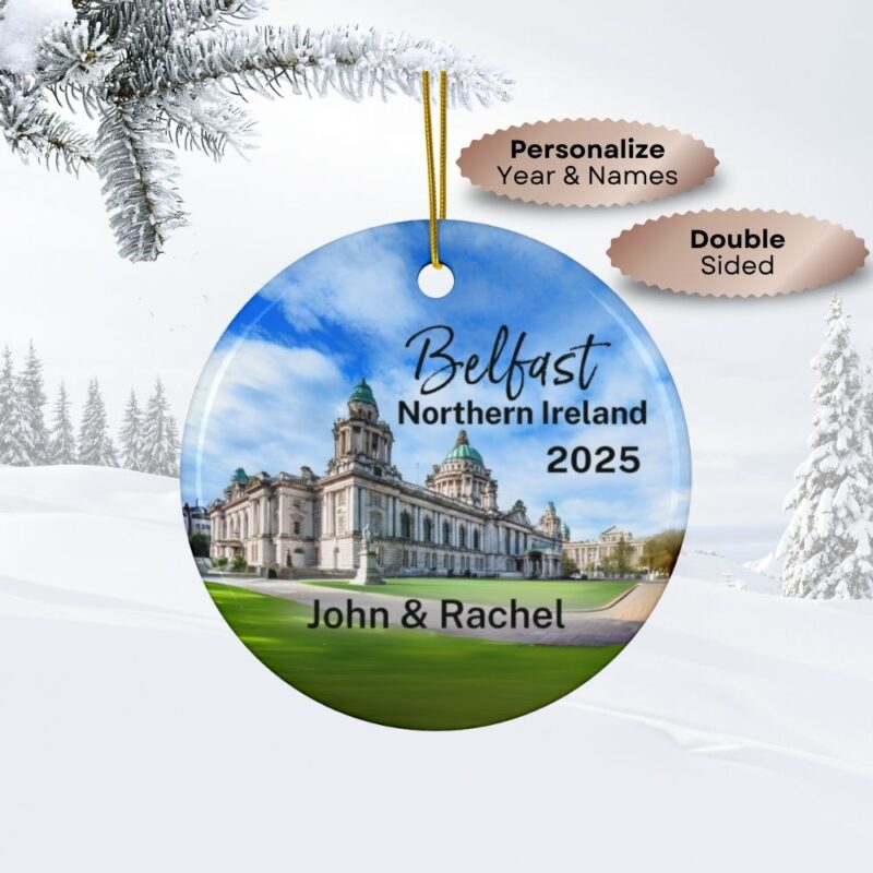 Belfast Northern Ireland Personalized Ornaments Ceramic Double-Sided: Belfast City Hall