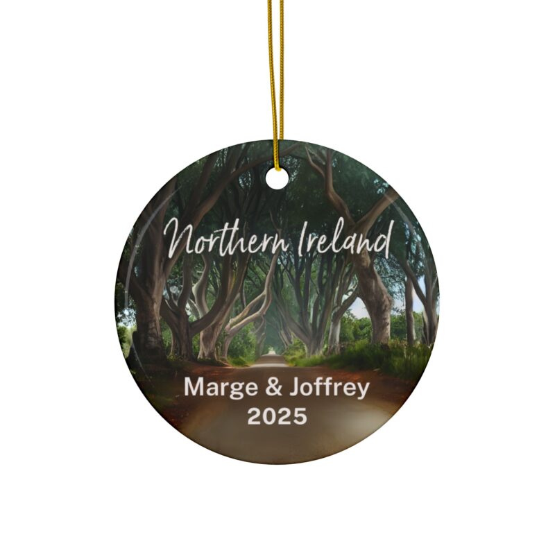 Northern Ireland Personalized Ornaments Ceramic Double-Sided: The Dark Hedges - Custom Names