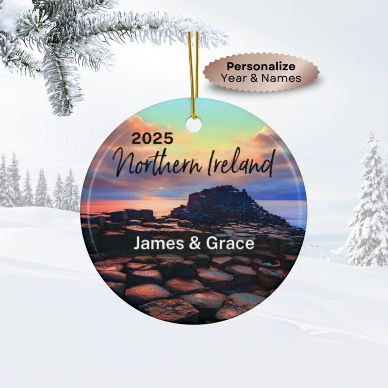 Northern Ireland Personalized Ornaments Ceramic: Giant's Causeway at Sunset