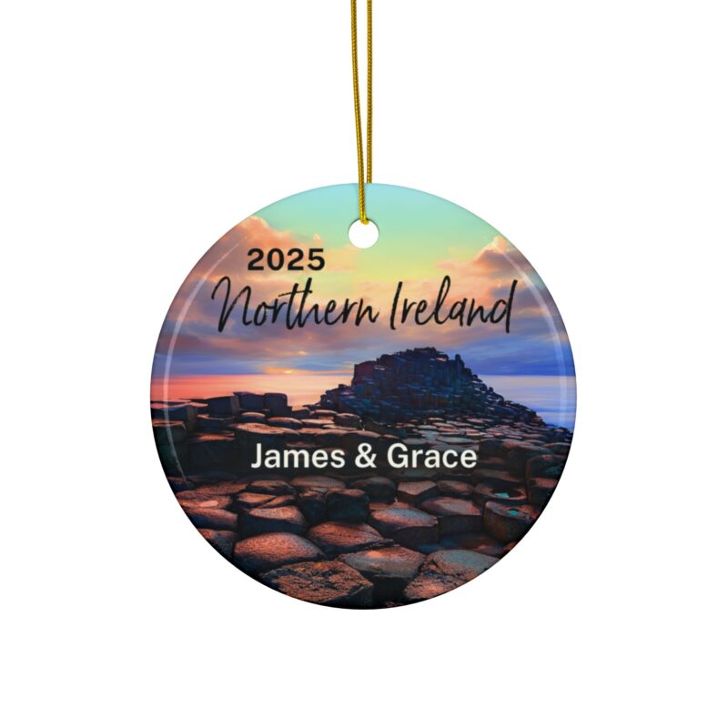 Northern Ireland Personalized Ornaments Ceramic Double-Sided: Giant's Causeway at Sunset