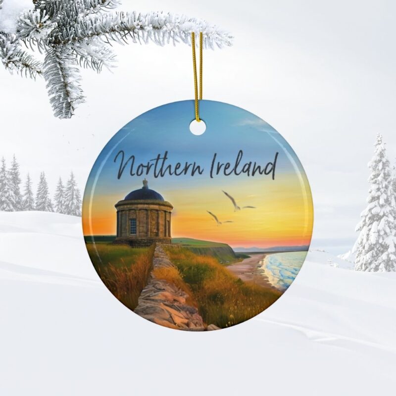 Northern Ireland Personalized Ornaments: Mussenden Temple Coast at Sunset
