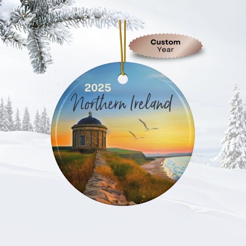 2025 Northern Ireland Personalized Ornaments Ceramic: Mussenden Temple Coast at Sunset