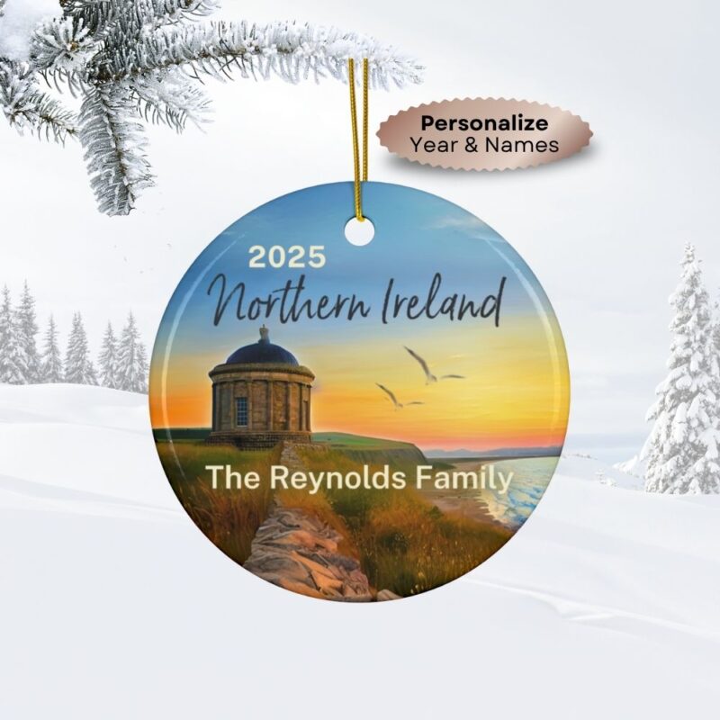 Northern Ireland Personalized Ornaments Ceramic: Mussenden Temple Coast at Sunset