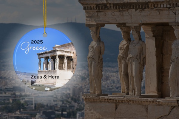 FernwehTravelGifts.com Greece Travel Ornament: Athens Acropolis Caryatids